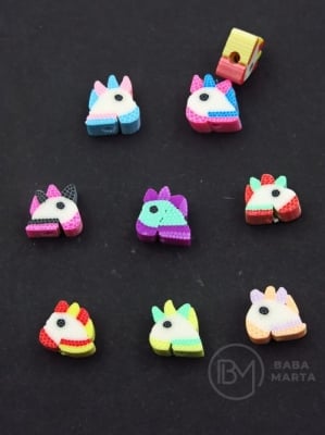Mărgele FIMO ~8~10x~4.5mm unicorni 10 buc 312934