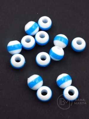 Margele 11,5x10mm alb și albastru 40g ~57 buc 312955