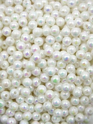 Mărgele albe 5mm efect AB 40 grame ~680 buc 312964