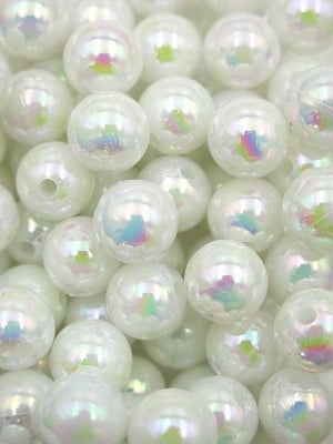 Mărgele albe 12mm efect AB 40 grame ~47 buc 312965