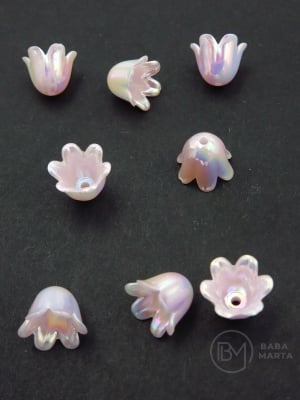 Floare 11x9mm roz AB curcubeu gaură 1.4mm 40 grame ~190 bucăți 312967