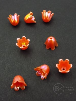 Floare 11x9mm orange AB curcubeu gaură 1.4mm 40 grame ~190 bucăți 312970