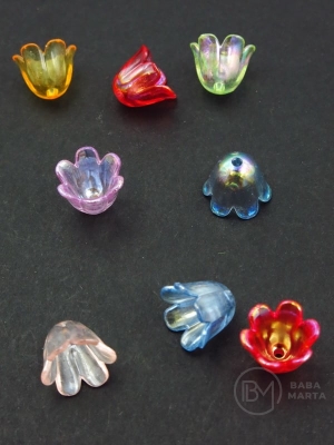 Floare 11x9mm transparent AB curcubeu mix gaură 1.4mm 40 grame ~166 bucăți 312971