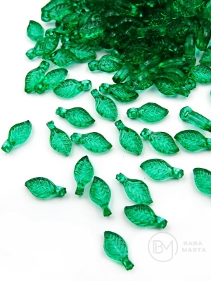 Foaie 10x5mm transparentă verde gaură 1mm 40 grame ~630 bucăți 312972