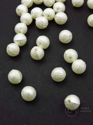 Mărgele 8mm perlă ecru relief gaură 1.8mm 40 grame ~167 bucăți 312975