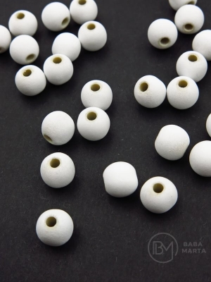 Pastel bilă 8mm alb gaură 2mm 40 grame ~130 bucăți 312986