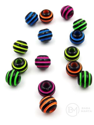 Mărgele 8mm colorate, gaură 3mm, 40 grame ~185 bucăți 312990