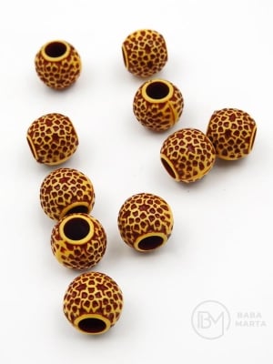 Mărgele 10x11mm imitație lemn gaură 4.5mm 40 grame ~74 bucăți 312999
