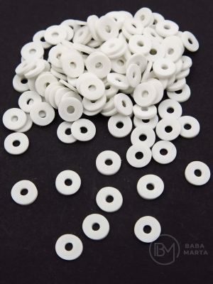Mărgele din lut polimeric, disc Fimo 6x1mm, gaură albă 2mm, 40 grame ~1100 bucăți 313015