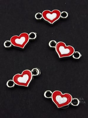 Element de conectare CCB inimă 18x9mm red-alb 10 pieces 318700