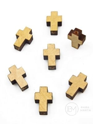 Mărgele cruce din lemn 10x15x5mm gaură 1.8mm 10 pieces 321350