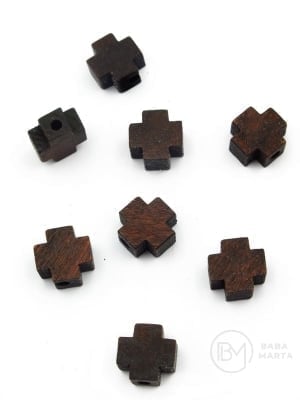 Mărgele cruce din lemn 10x10x5mm gaură 1.5mm 10 pieces 321354