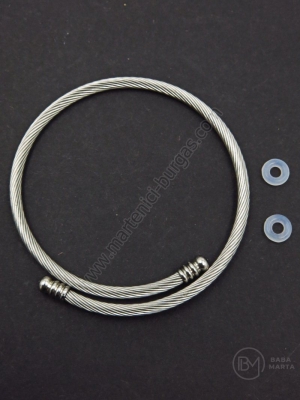 Brațără din OȚEL 60x3mm cu dop din silicon, color argintie, 1 buc. 305859