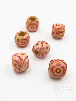 Bilă din lemn vopsită 12x11mm, gaură 5mm, 40 grams ~68 pieces 327013