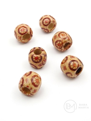 Bilă din lemn vopsită 12x11mm, gaură 5mm, 40 grams ~68 pieces 327015