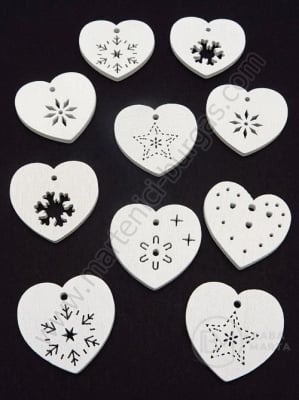 Figurină de Crăciun mix 27,5x28,5x2,5mm lemn alb 1 pachet 10 buc 182229