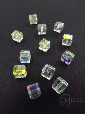 Cub de cristal 5.5x5.5mm gaură AB 1.5mm 1 pachet 10 bucăți 335001