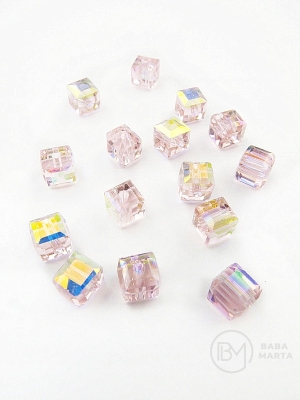 Cub de cristal 5.5x5.5mm gaură AB 1.5mm 1 pachet 10 bucăți 335002