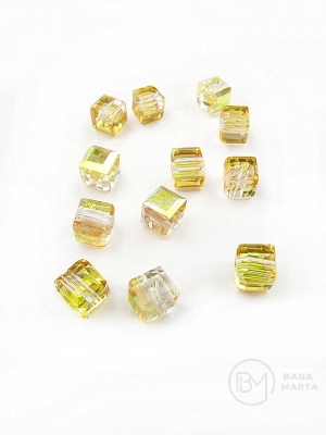 Cub de cristal 5.5x5.5mm gaură AB 1.5mm 1 pachet 10 bucăți 335003