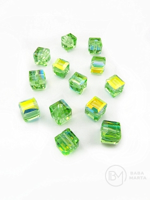 Cub de cristal 5.5x5.5mm gaură AB 1.5mm 1 pachet 10 bucăți 335006