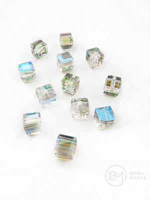 Cub de cristal 5.5x5.5mm gaură AB 1.5mm 1 pachet 10 bucăți 335008