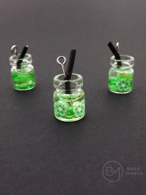 Pendant borcan de sticla 14x10mm cu cocktail de fructe 1 pachet 2 bucati 335522