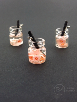 Pandantiv borcan de sticla 14x10mm cu cocktail de fructe 1 pachet 2 bucati 335524