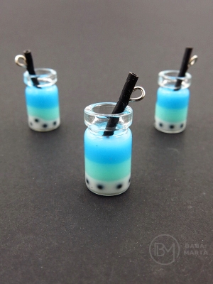 Pendant borcan de sticla 18x10mm cu smoothie de fructe 1 pachet 2 bucati 335585