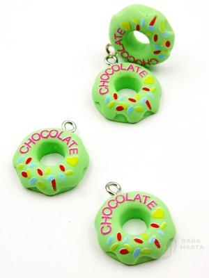 Pendant gogoașă din rășină 22x18x6mm gaură 2mm 4 bucăți 335914