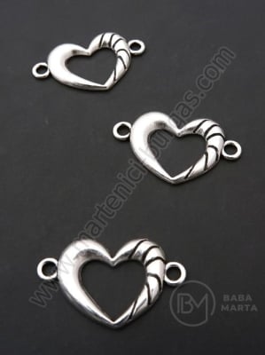 Element de conectare inimă 23x14mm color argintie 1 pachet 10 buc 306358