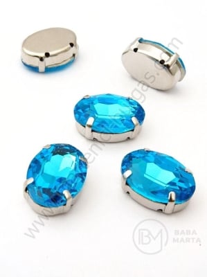 Glass stone (cristal) 13x18mm albastră în coș metalic 1 pachet 2 buc 151532