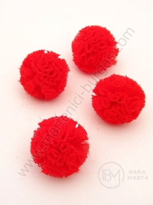 Pompom textil ~25mm roșu 1 pachet 10 bucăți 461367