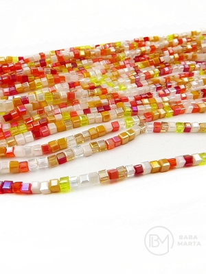 Cub de cristal 2,5x2,5mm colorat ~180 buc ~45cm 1 șir 342534