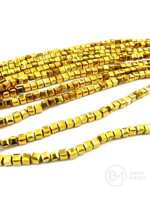 Cub de cristal 2.5x2.5mm culoare aurie ~100 buc ~24cm 1 șir 342537