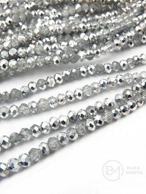 Cristal ~3x~2.5mm transparent cu argint ~137 buc ~36cm 1 șir 342677
