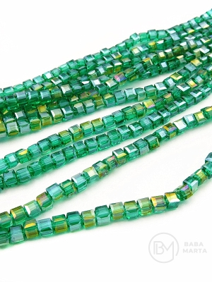 Cub de cristal 4x4mm verde AB ~98 buc ~40cm 1 șir 342791