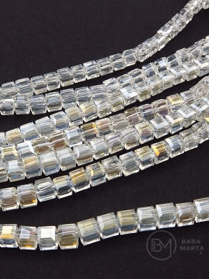 Cub de cristal 6x6mm transparent AB ~98 buc ~55cm 1 șir 342796