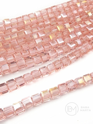 Cub de cristal 6x6mm roz AB ~97 buc ~55cm 1 șir 342797