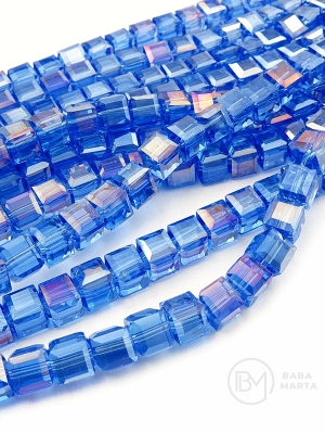 Cub de cristal 7x7mm albastru AB ~97 buc ~68cm 1 șir 342801