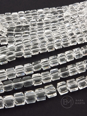 Cub de cristal 7x7mm transparent ~98 buc ~70cm 1 șir 342802