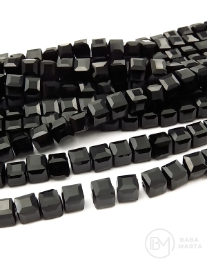 Cub de cristal 7x7mm negru ~98 buc ~70cm 1 șir 342803