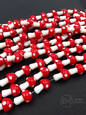 Bureți de sticlă ~16x~12mm, model lampwork, 20 buc, 1 șir 343469
