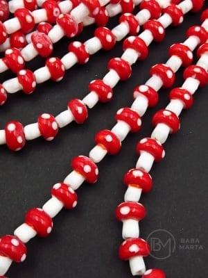 Bureți de sticlă ~13x~10mm, model lampwork, 1 șir, 25 buc, 343472