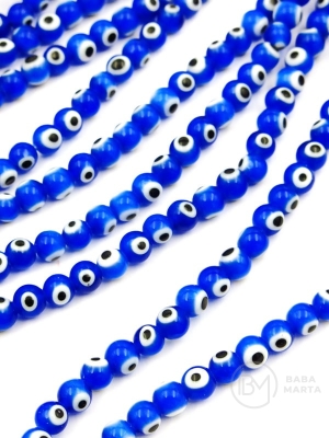 Mărgele de sticlă vârf ochi ~6mm, model lampwork ~65 bucăți 343481