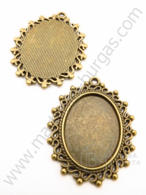 Bază metalică pentru pendantiv 38x29mm bronz antique 1 buc 308456