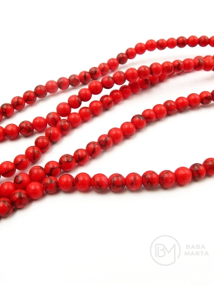 Bilă Howlite roșie de 4mm, 37cm, ~95 bucăți, 1 șir 351114
