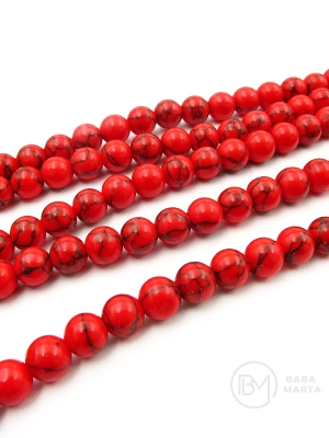Bilă Howlite roșie de 6mm, 37cm, ~64 bucăți, 1 șir 351115