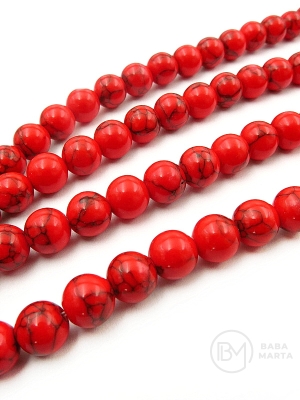 Bilă Howlite roșie de 8mm, 37cm, ~48 bucăți, 1 șir 351116