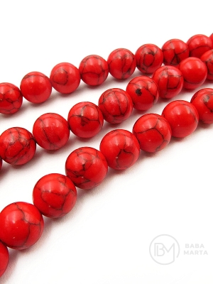Bilă Howlite roșie de 10 mm, 37 cm, ~38 bucăți, 1 șir 351117