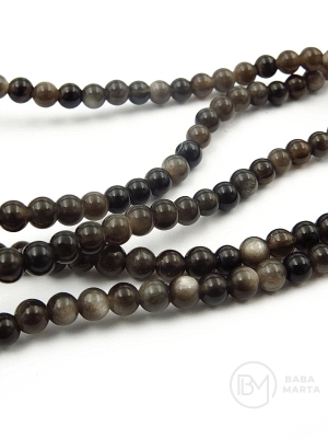 Obsidian Argintiu Strălucitor Bilă 4mm 38cm ~92 bucăți 1 șir 351229
